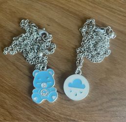Care Bear Grumpy & Cloud Double Necklace Set