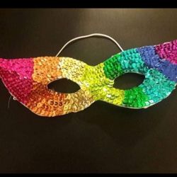 Halloween rainbow sequin mask