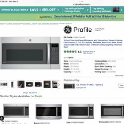 GE Profile Over The Range, Stainless Steel Microwave With Convection Oven
