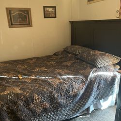 Brand, new primitive queen, size, bed mattress, and dresser all new