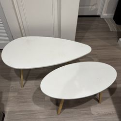 Set of 2 Mid-Century Modern White Nesting Coffee Tables – 42.5” & 31.5”