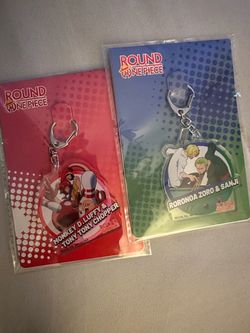One Piece Round 1 Exclusive Keychain Set of 2 Luffy/Chopper & Zoro/Sanji