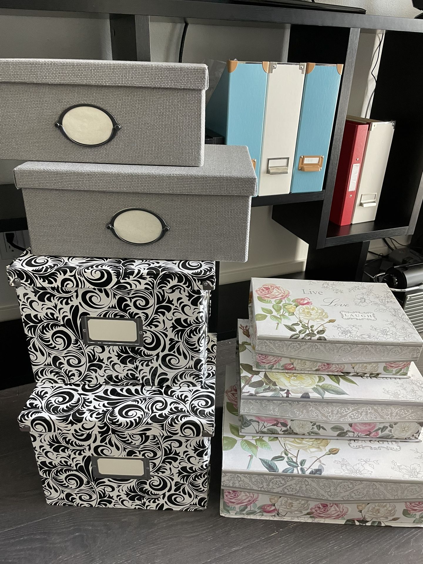 Various boxes and folders. Will sell together or separately. Price From 3$ -$5