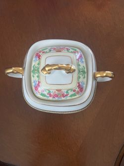 Vintage Porcelain Covered Sugar Bowl