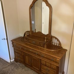 Solid Wood Dresser With Mirror-$50 OBO