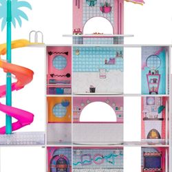 LOL Surprise OMG Wooden House – 4ft tall w/ pool, garage, slide & palm tree