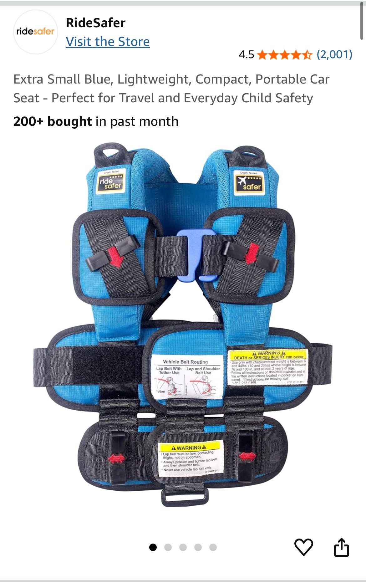 XS Ride Safer Travel “car seat”