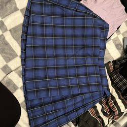 Blue plaid skirt