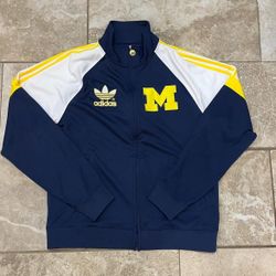 Adidas Men’s XL Michigan Wolverines Blue/White  Full Zip Track Jacket Sz Large