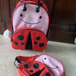 Skip Hop Lady Bug Rolling Suit Case, Backpack 