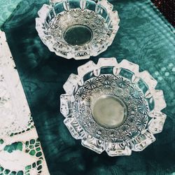 IRISH CUT CRYSTAL pair of CANDY DISH direct From Ireland NEW UNUSED open box 1.86 Pounds Each Of Cut Crystal 