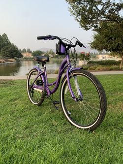 New beautiful 7 speeds violet cruiser bike bicycle 26” tires