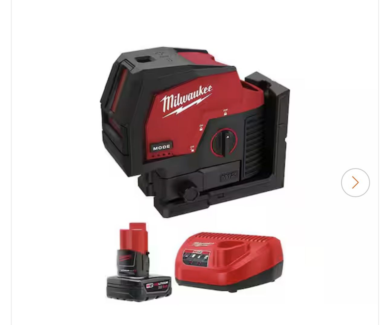 Milwaukee M12 12-Volt Lithium-lon Cordless Green 125 ft. Cross Line and Plumb Points Laser Level with 4.0 Ah Battery and Charger