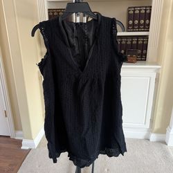 Women's black eyelet sleeveless dress XL