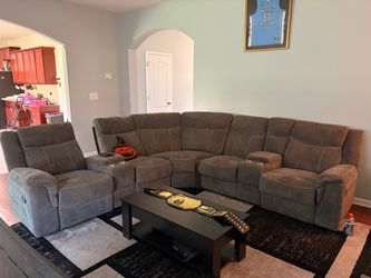 Gray Fabric Reclining Sectional Sofa