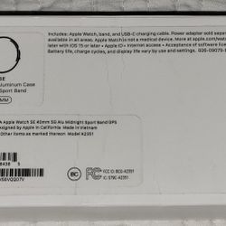 Smart Watch SE Space Gray Aluminum Case Midnight Sport Band 40MM