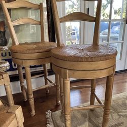 Wooden Ladder-Back Stools (2)