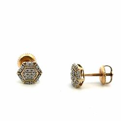 Men’s Or Women’s 10k Yellow Gold Diamond Cluster Screwback Stud Earrings 0.09 CTW GP3128743