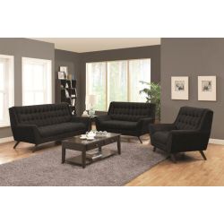 Retro Modern Tufted Sofa & Loveseat -Black (No credit Check Financing)