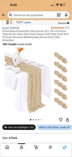 Beige tan Cheesecloth table runner party wedding decorations