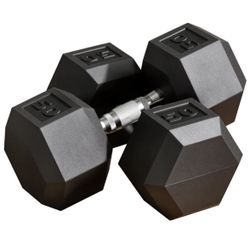 2 x 50lbs Hex Dumbbell Set of 2, Rubber Weights Exercise Fitness Dumbbell with Non-Slip Handles, Anti-roll, for Women or Men Home Gym Workout
