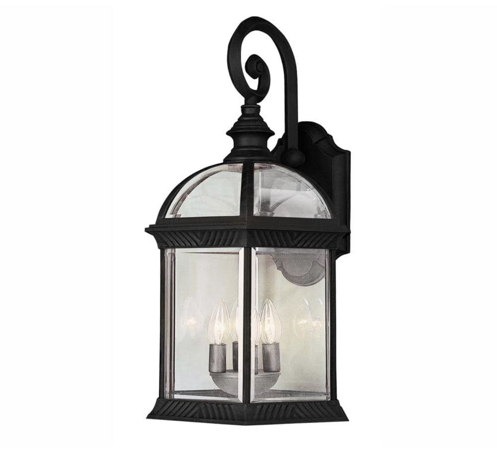 Bel Air Lighting Wentworth 3-Light Black Outdoor Wall Light Fixture with Clear Glass $47  Luke’s liquidations warehouse Address:  2434 north Forsyth r