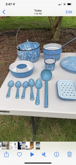 Vintage Blue And White Spackle Ware
