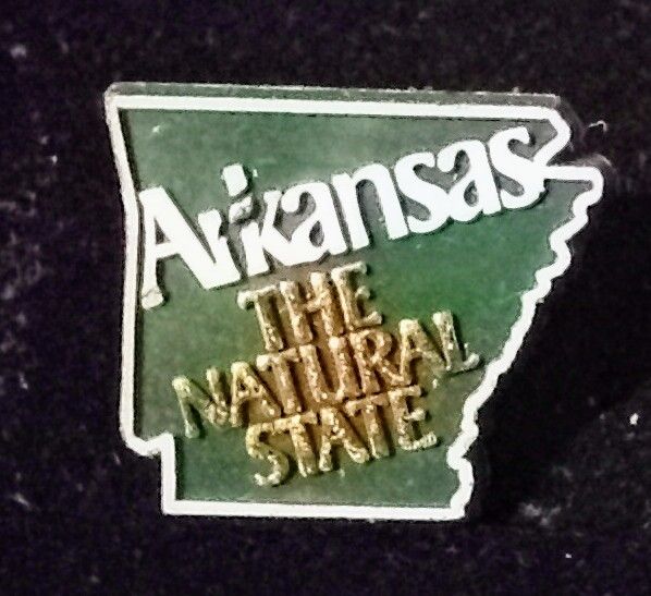 Arkansas The Natural State Green Plastic Vintage Collectible Lapel Pin 