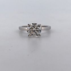 18k white gold 2ct gia certified natural diamond ring size 6.5 D vs2