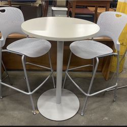Herman Miller Caper Stools Chairs Breakroom Seating / High Top Steelcase Table 
