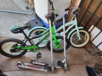 Two "16 Schwinn Boys and Girls Bike "Like New" and Razor Scooters  "In Good Working Condition "
