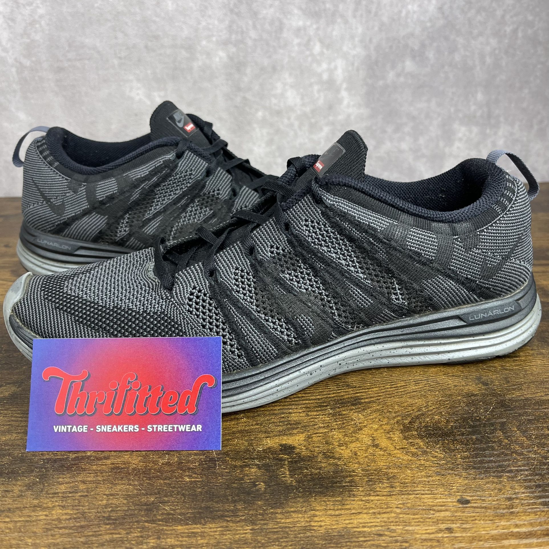 Nike Supreme x Flyknit Lunar1+ Black Size 11 623823-001 Men’s Gym Shoes OG Rare