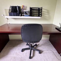 BELGIAN MAHOGANY DESK AND OFFICE CHAIR