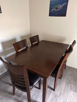 Dark Wood Dining Table with 6 Chairs