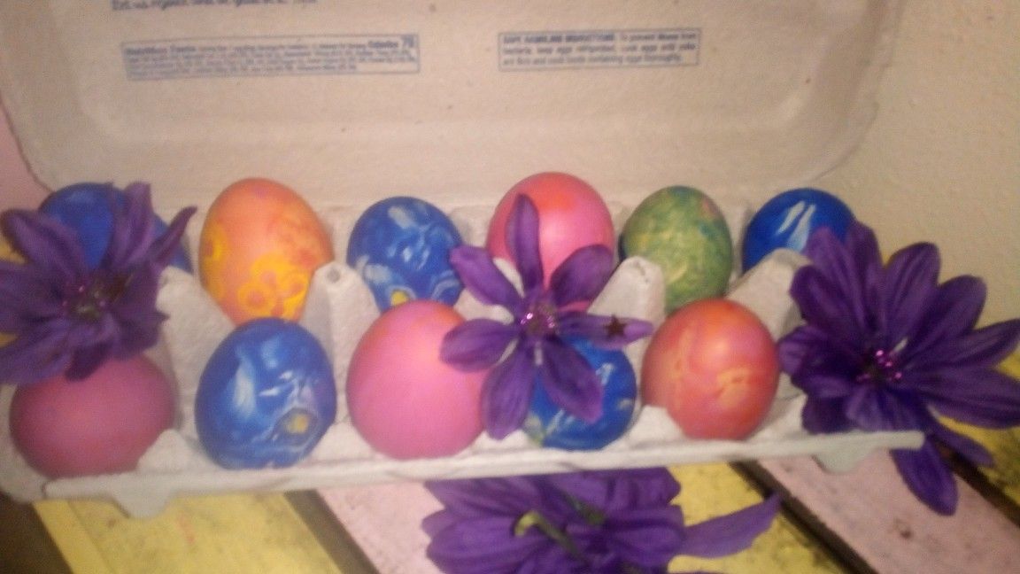 Boiled colored eggs