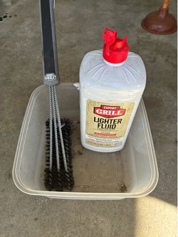Charcoal Lighter Fluid and Grill Brush