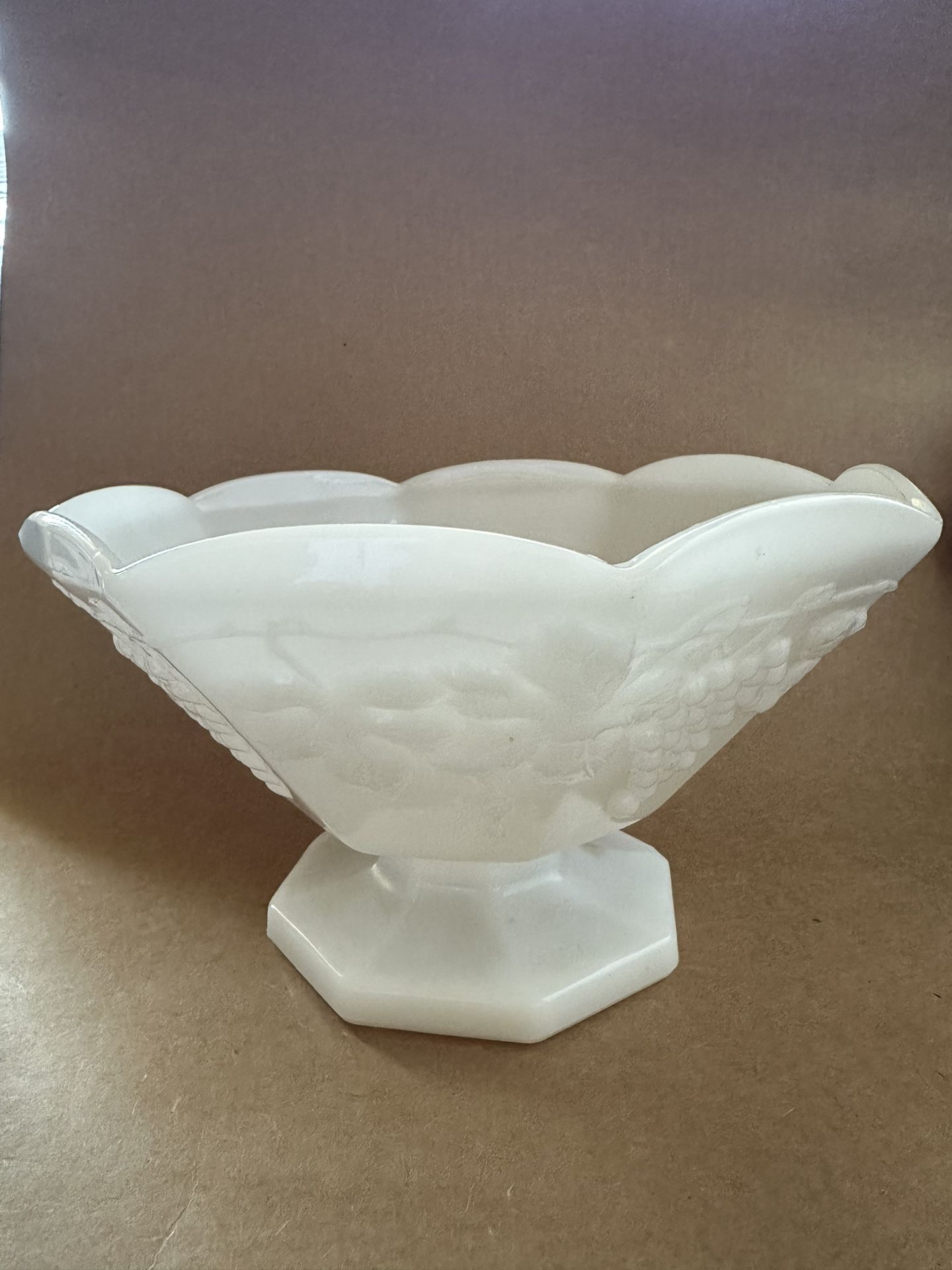 Vintage Anchor Hocking White Milk Glass Footed Bowl