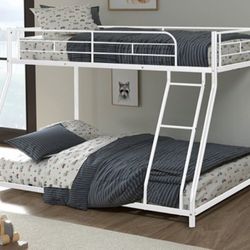 Brand New White Metal Twin Over Full Bunk Bed 