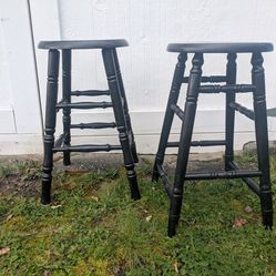 Black Solid Wood Stools