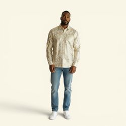 Consequence Men's Gold Paisley Dress Shirt, Size XL, MSRP$60