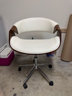 MCM Style Office Chair Walnut/Cream