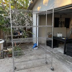 5 shelf metal wire rolling rack, rolls smooth metal rack