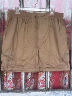 Pantalon Women’s 2X Tan Pull-On Drawstring Khaki Cargo Shorts NWT