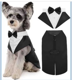 Formal Dog Outfit with Detachable Bowtie Collar for Wedding, Birthday, Party, Christmas, Halloween, Black S