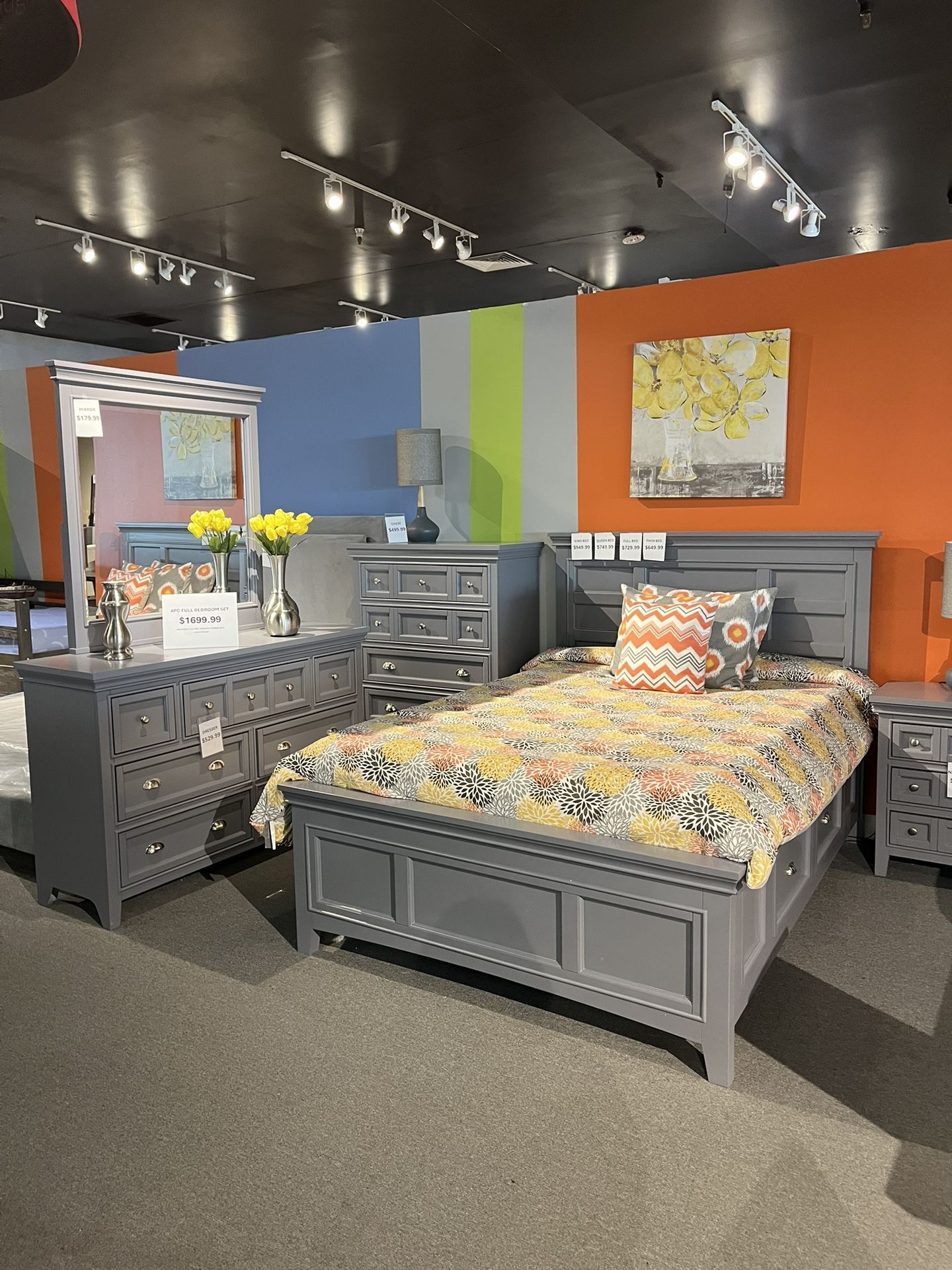 Full Bed, Dresser, Mirror And Nightstand