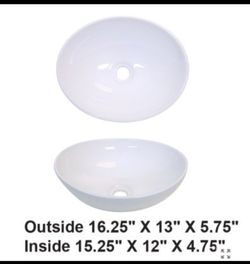 White Oval Vessel Sink- NEW