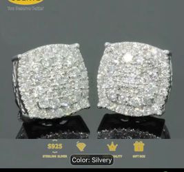 Silver Moissanite square earrings
