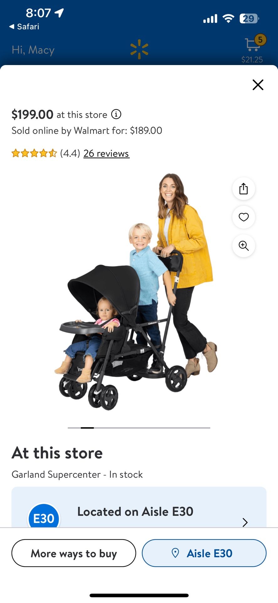 Joovy Caboose Sit and Stand Double Stroller with Rear Bench and Standing Platform