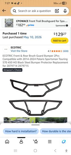 Ecotric front and rear brush bumpers for Polaris 450 4 wheeler