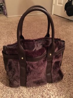 Faux fur brown purse